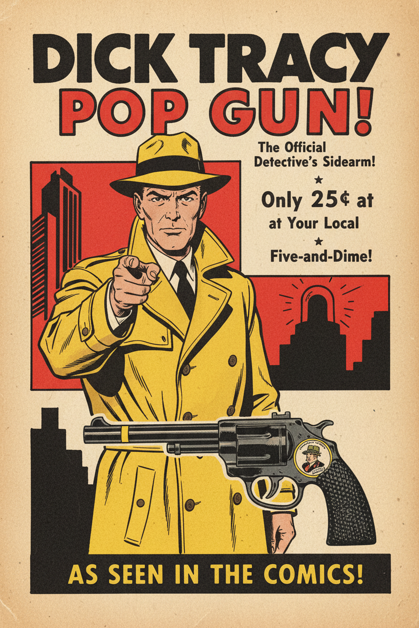 1938 Dick Tracy Sheet Metal Pop Gun