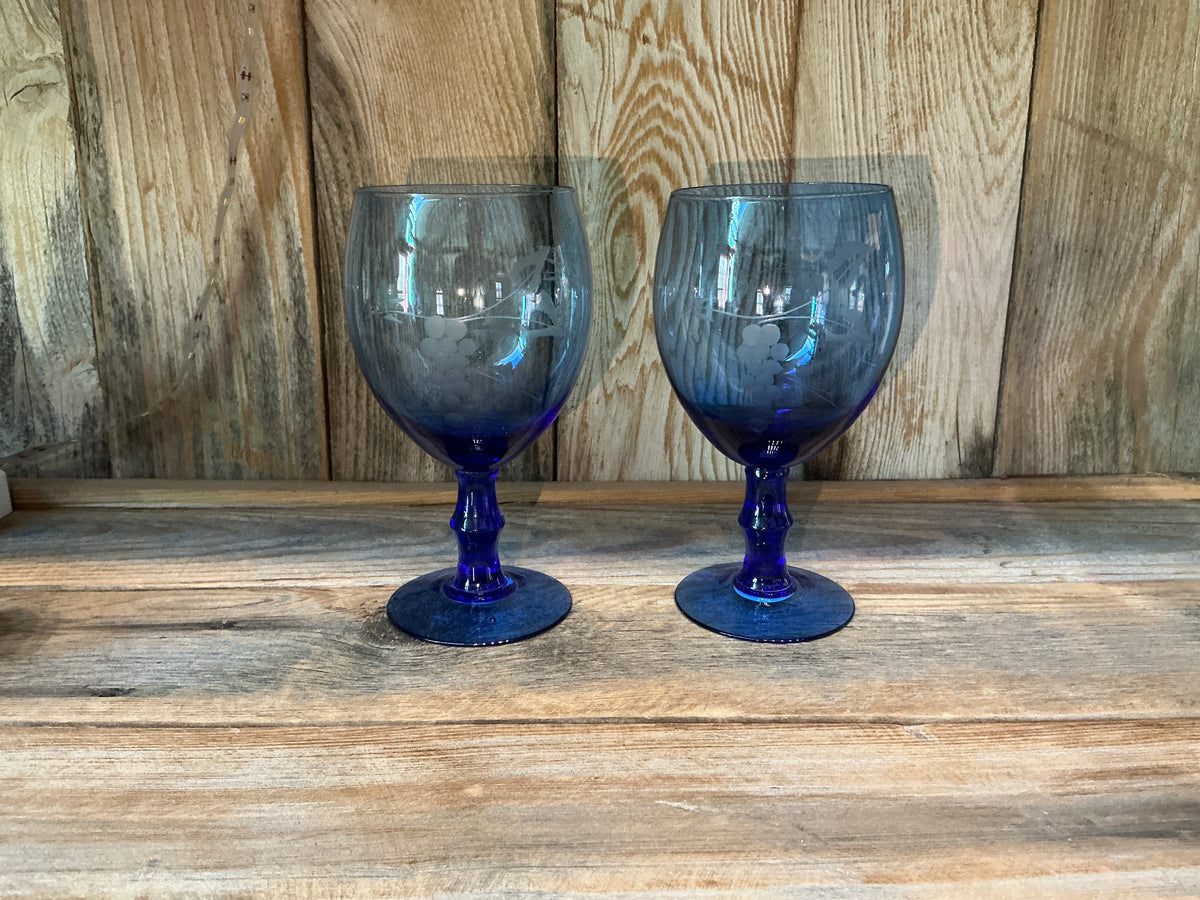 Vintage Cobalt Blue Wine Glasses