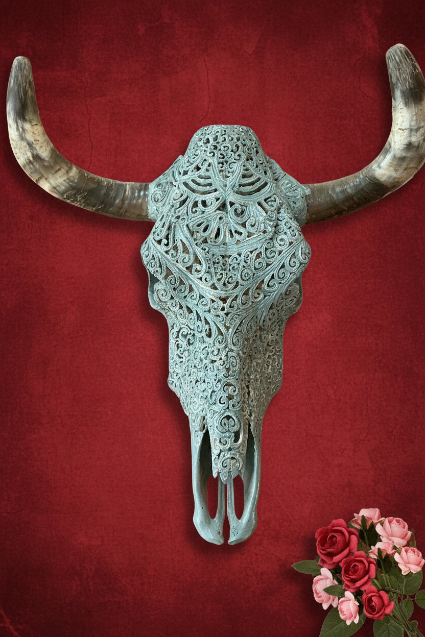 Blue Cow Skull by Dale Aubuchon