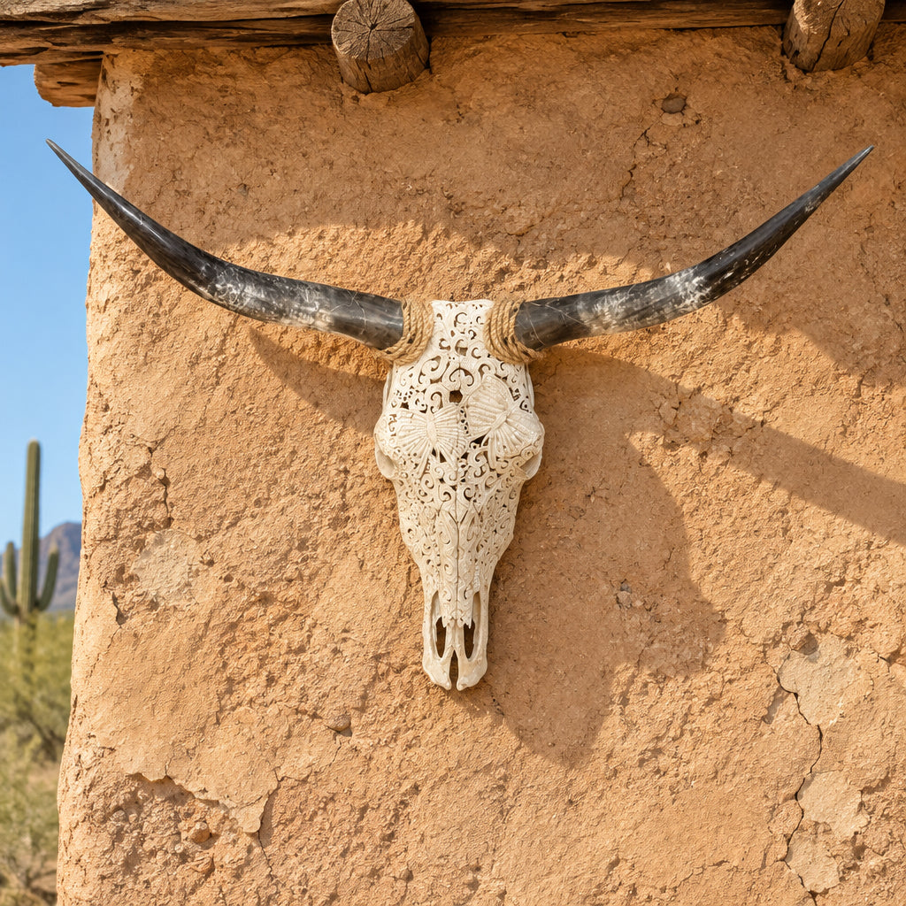 Dale Aubuchon Carved Butterfly Skull