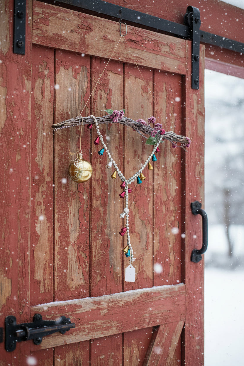 Holiday beads from 1940’s hanging on choya cactus