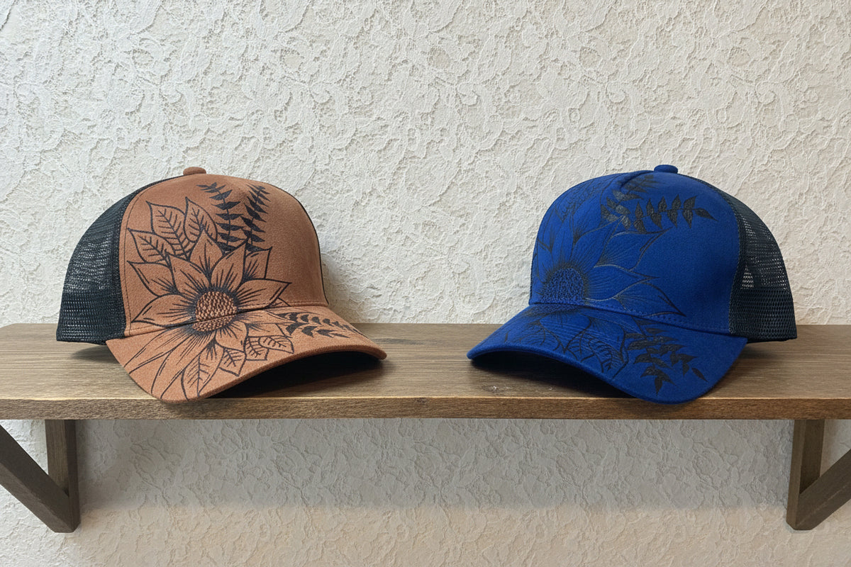 Hand Burned Leather Ballcap