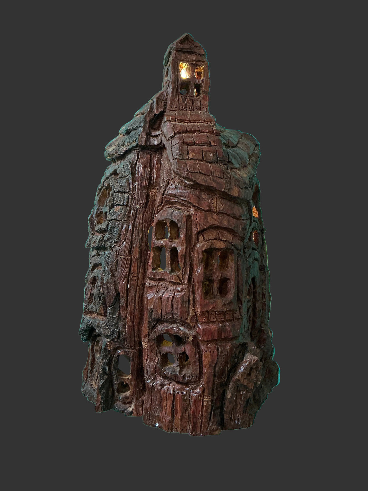 Carved Fairy houses and castles with lights