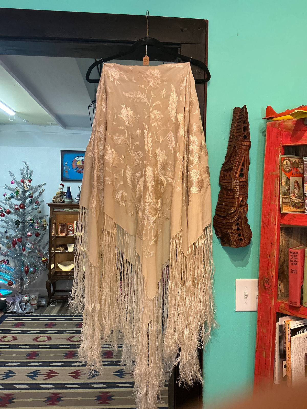 White embroidered shawl
