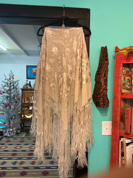 White embroidered shawl